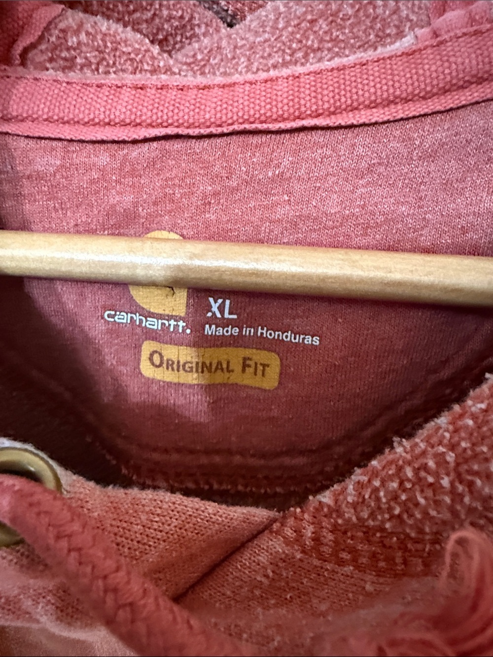 Carhartt Rust Orange Pullover Hoodie with Sleeve Logo Men’s Size XL Original Fit - Picture 3 of 8
